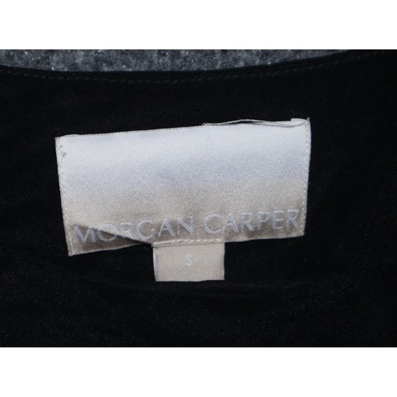 Morgan Carper Shirt Women Small Black Silk Tie Strap Crop Flowy Tank Top EUC - Picture 3 of 4